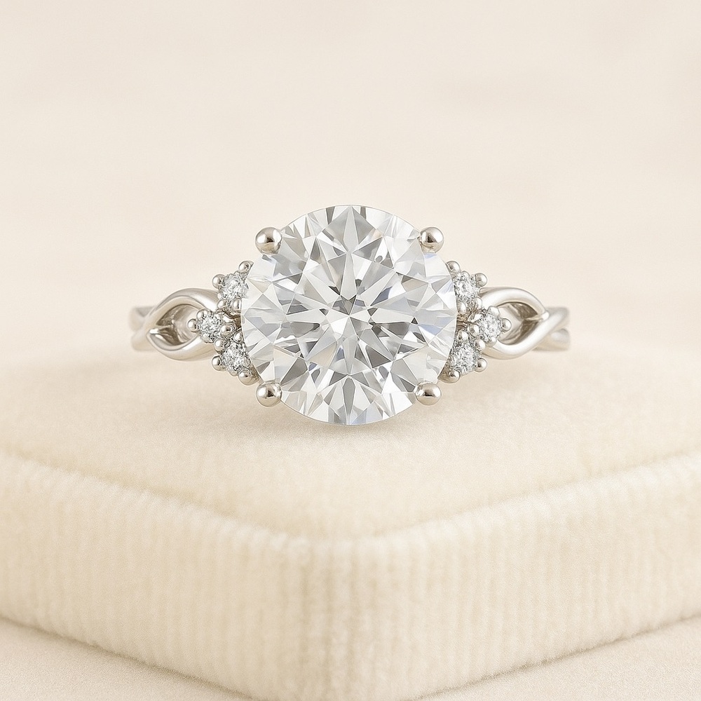 3ct D, VVS1 Moissanite Vine Ring - Picture 6 of 15